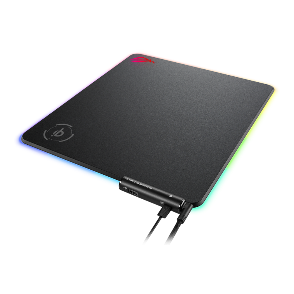 ASUS NH01 ROG Balteus Qi Wireless Charging RGB Hard Gaming Mouse Pad - Black