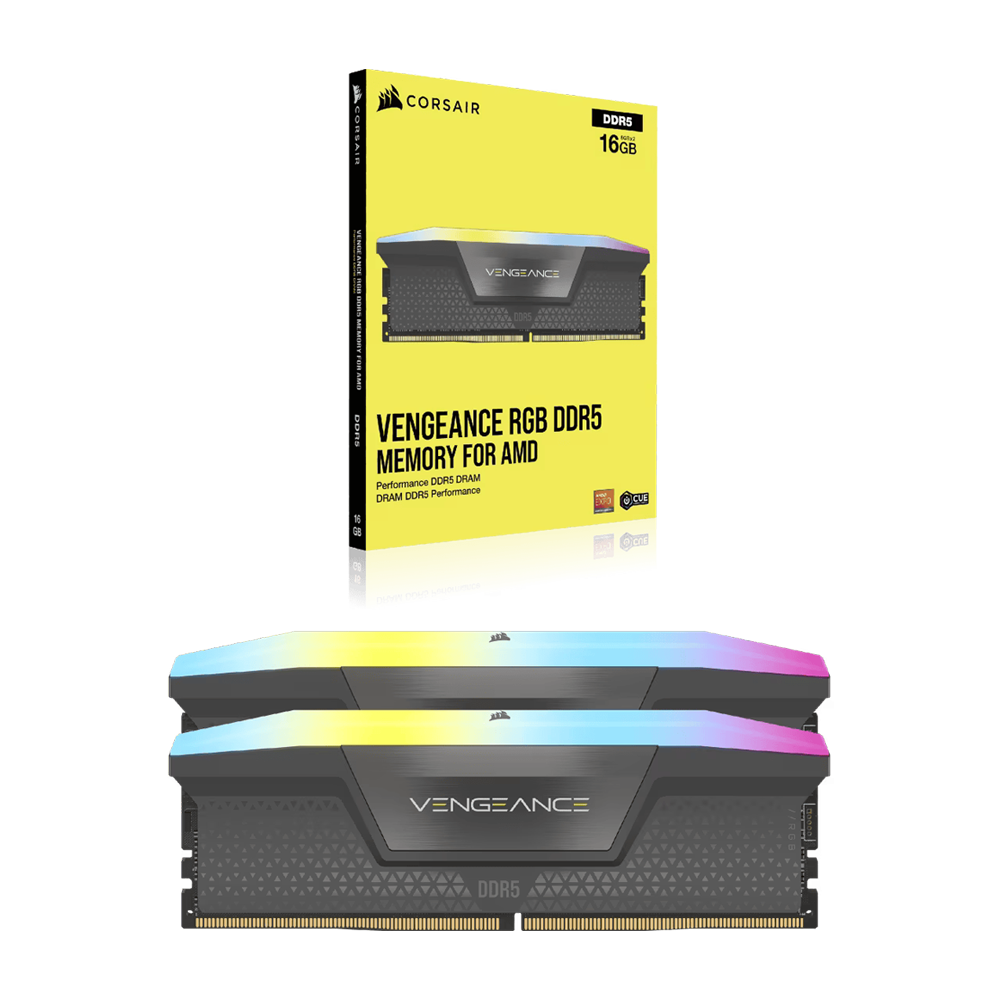 CORSAIR VENGEANCE RGB 16GB (1x16GB) DDR5 6000MT/s CL38 AMD EXPO & Intel XMP Memory Kit - Gray