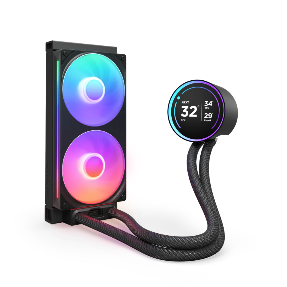NZXT Kraken Elite 240 RGB - 240mm (2x120mm) AIO With 2.72 IPS LCD Liquid Cooler - Black