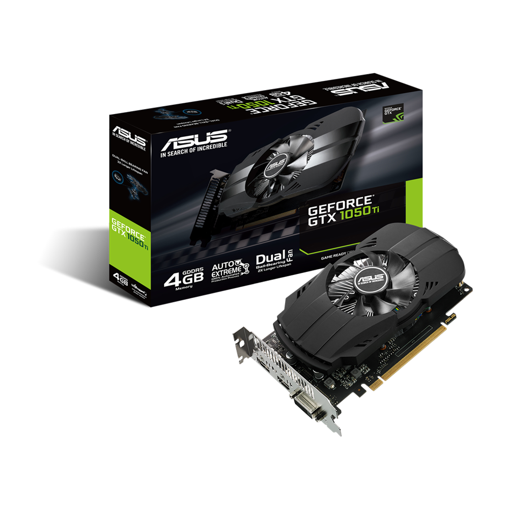 ASUS PHOENIX GEFORCE GTX 1050 Ti 4GB GDDR5 Graphics Card - Black