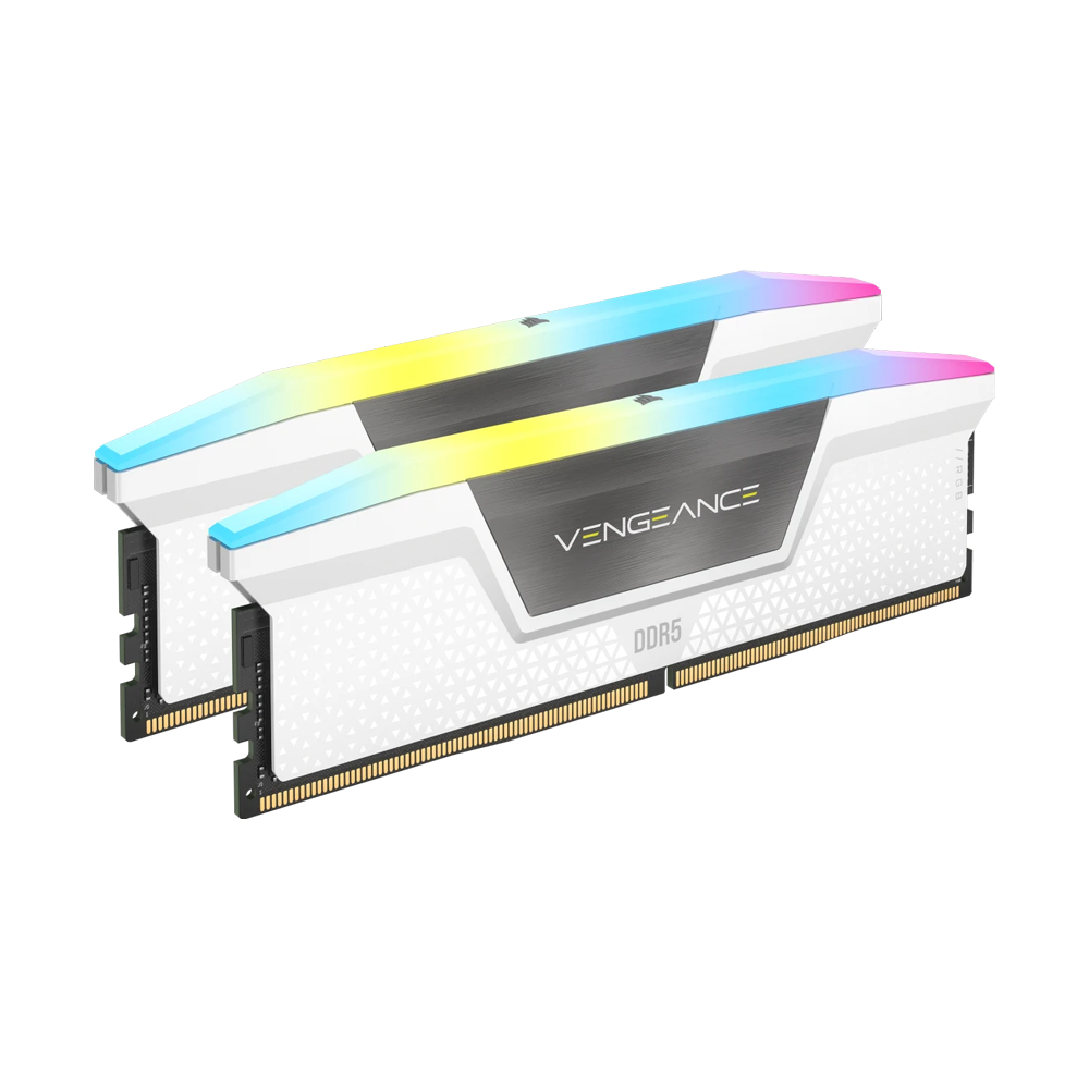 CORSAIR VENGEANCE RGB 32GB (2x16GB) DDR5 DRAM 6400MT/s CL36 Memory Kit — White