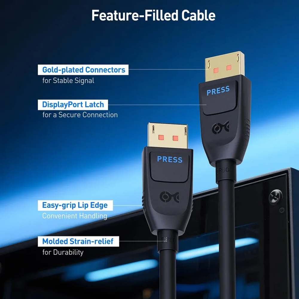 Cable Matters 1m/3.3ft DisplayPort 2.1 DP80 Cable VESA Certified