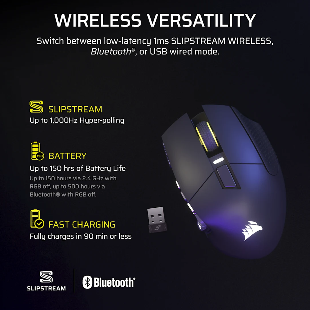 CORSAIR SCIMITAR ELITE Wireless SE MMO Gaming Mouse Gun Metal (AP) - Black