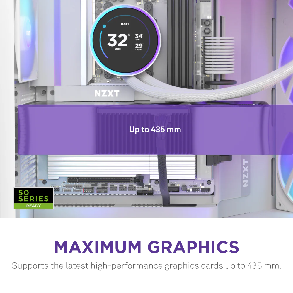 NZXT H9 Flow RGB (2025) Dual-Chamber Mid Tower Case With RGB Fans - All White
