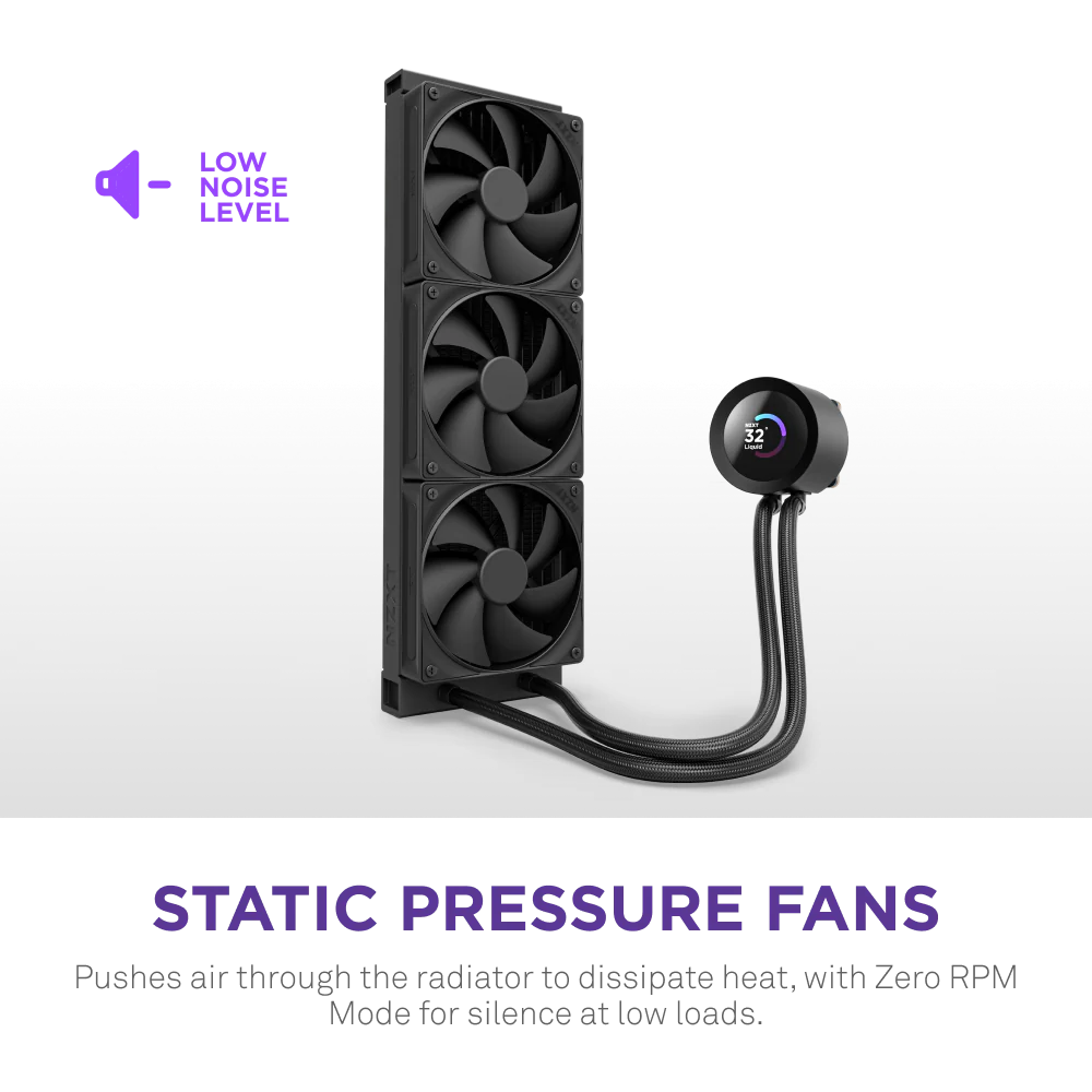 Nzxt Kraken Plus 360mm V2 Display and Radiator Fans AIO Liquid Cooler - Black