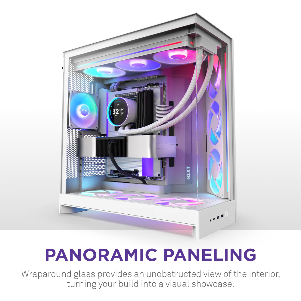 NZXT H9 Flow RGB+ (2025) Dual-Chamber Mid Tower Case With RGB Fans & Control Hub - All White