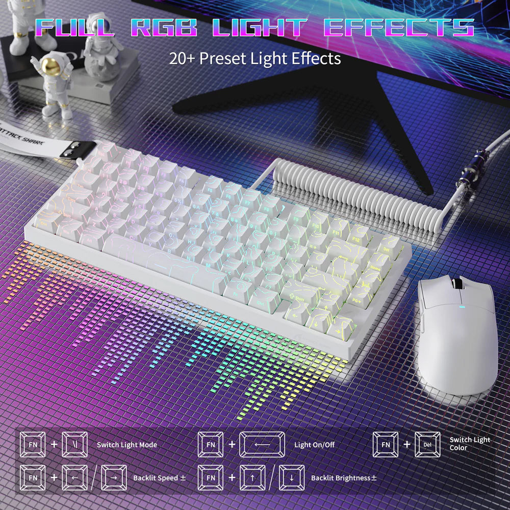 ATTACK SHARK R82HE Magnetic Switch Mechanical Wired Gaming Keyboard - White