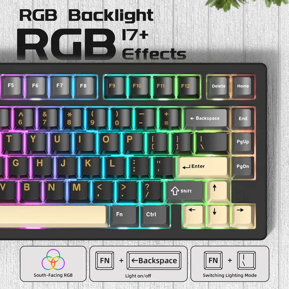 ATTACK SHARK X75 Wireless Gaming Keyboard - Starlight Black