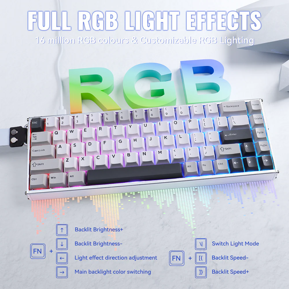 ATTACK SHARK X68MAX Magnetic Switch Mechanical Wired Keyboard - Starlight White