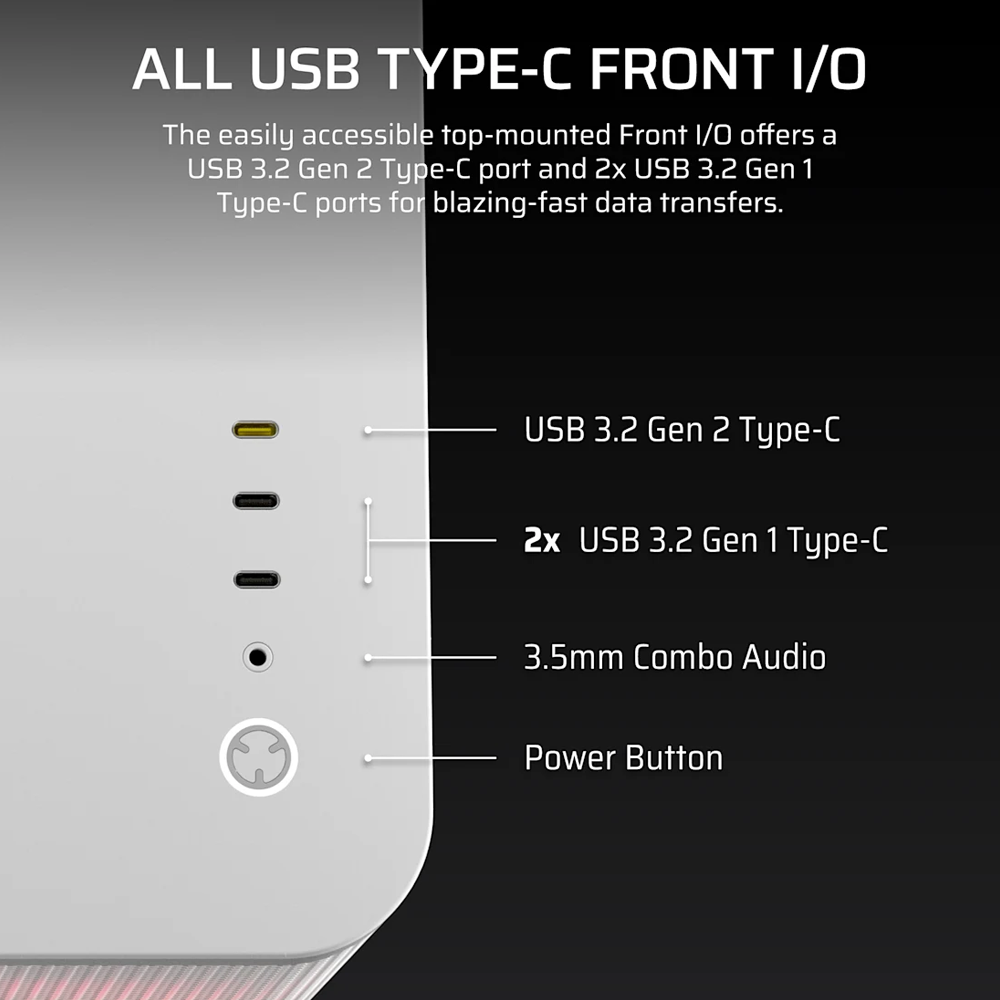 CORSAIR AIR 5400 LX-R RGB LINK Tempered Glass Mid Tower ATX Case - White