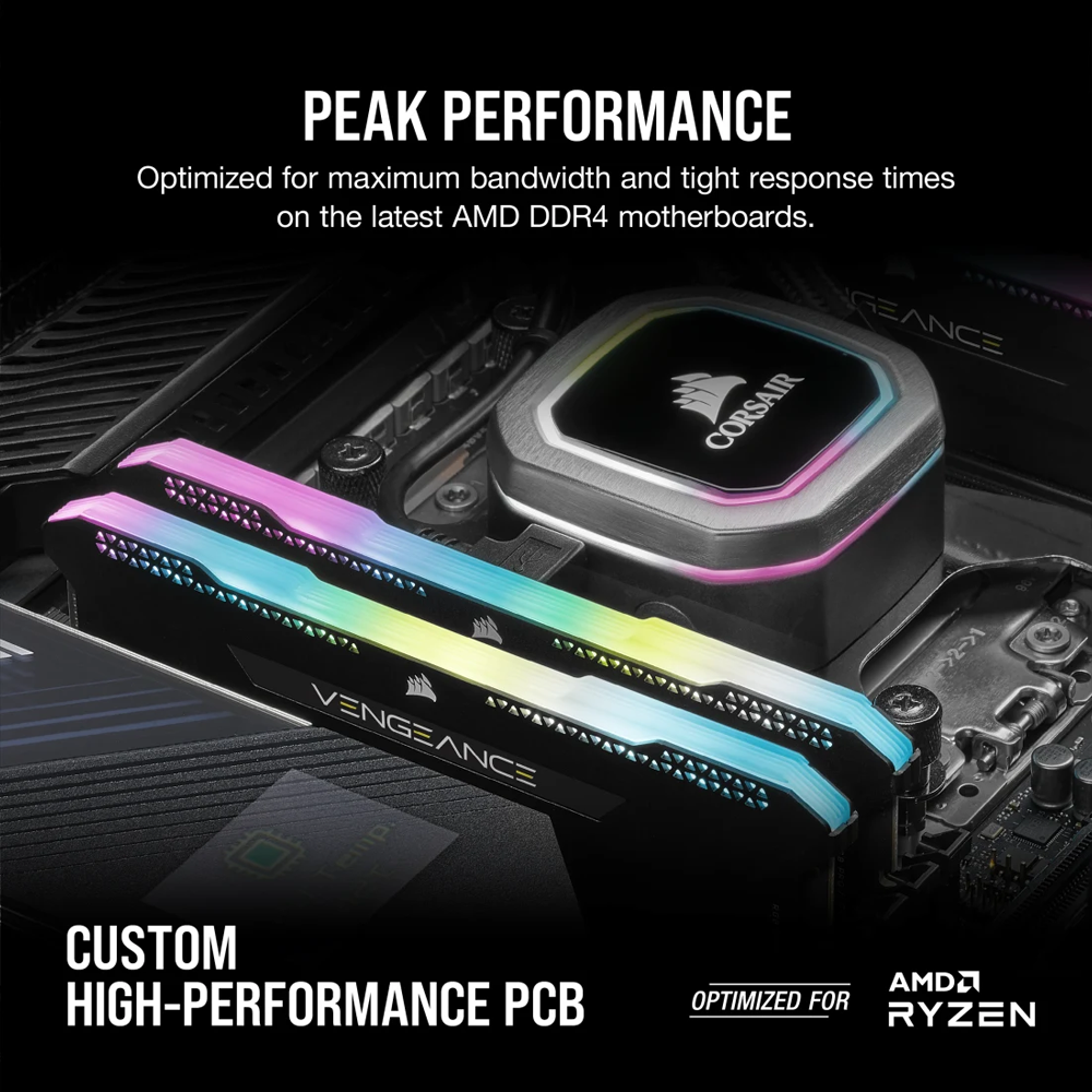 CORSAIR VENGEANCE RGB PRO SL 32GB (2x16GB) DDR4 DRAM 3600MHz C18 Memory Kit – Black