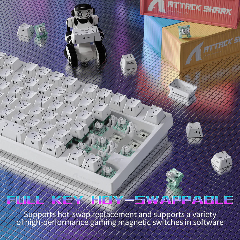 ATTACK SHARK R82HE Magnetic Switch Mechanical Wired Gaming Keyboard - White