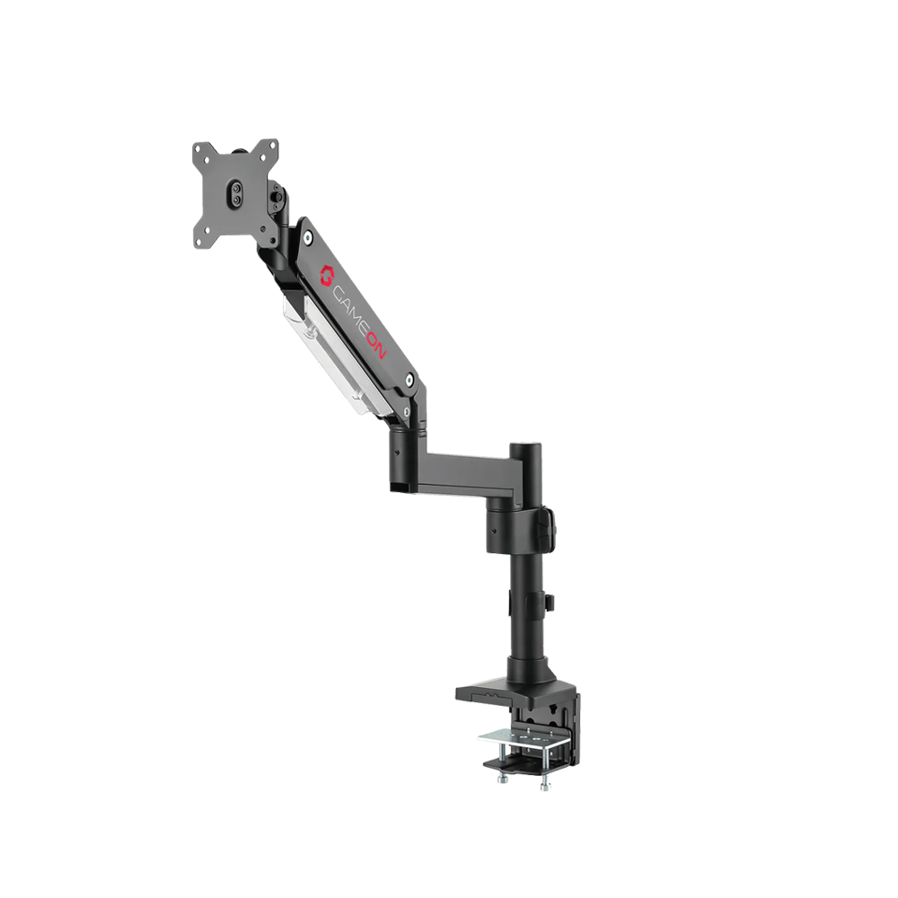GAMEON Pole Mounted Aluminum Heavy Duty Spring Assisted Single Monitor Arm