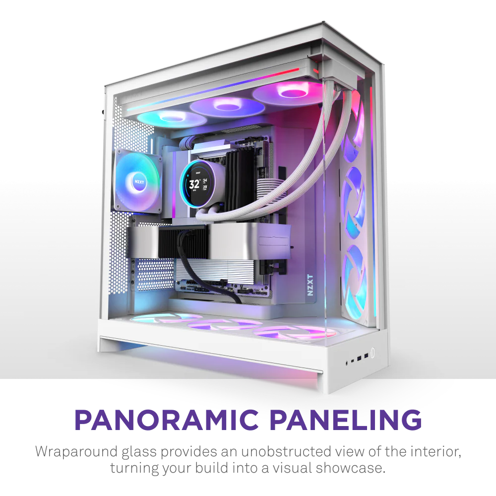 NZXT H9 Flow RGB (2025) Dual-Chamber Mid Tower Case With RGB Fans - All White
