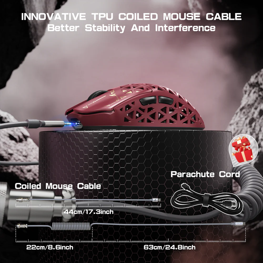 ATTACK SHARK R5 ULTRA PAW3950MAX Carbon Fiber 8K Wireless Gaming Mouse - Red