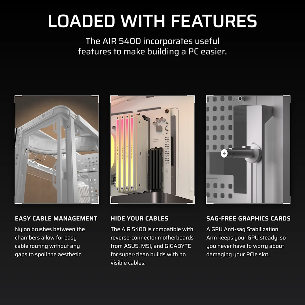 CORSAIR AIR 5400 LX-R RGB LINK Tempered Glass Mid Tower ATX Case - White