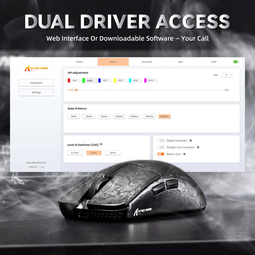 ATTACK SHARK R11 ULTRA PAW3950MAX Carbon Fiber Ink Blade 8K Wireless Gaming Mouse - Black