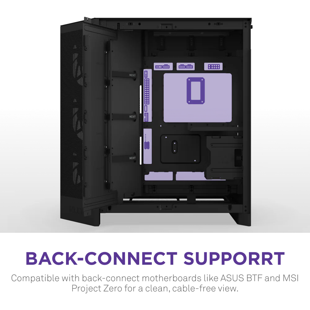 NZXT H9 Flow RGB (2025) Dual-Chamber Mid Tower Case With RGB Fans - All Black