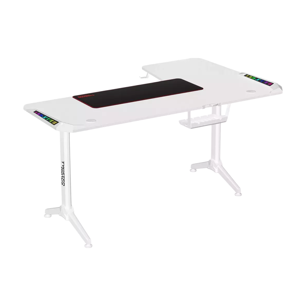 Twisted Minds Corner L-Shaped Gaming Desk RGB Left - White