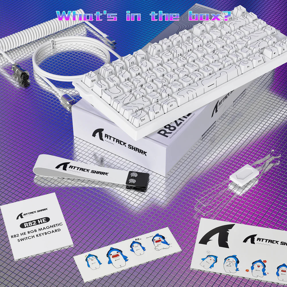 ATTACK SHARK R82HE Magnetic Switch Mechanical Wired Gaming Keyboard - White