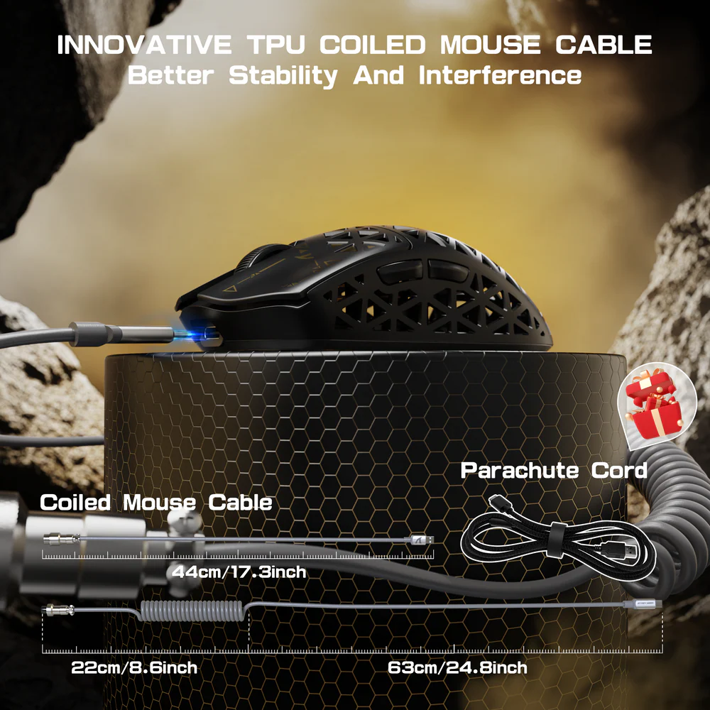 ATTACK SHARK R5 ULTRA PAW3950MAX Carbon Fiber 8K Wireless Gaming Mouse - Black