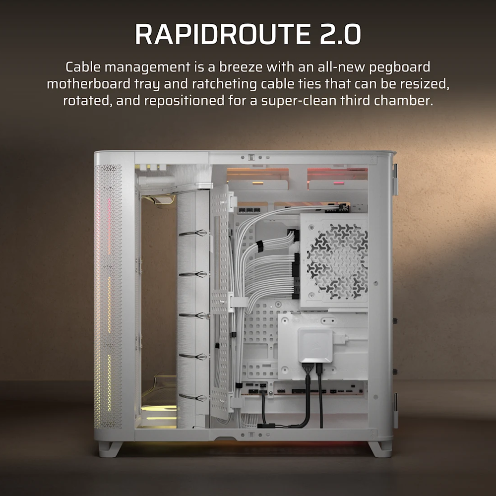 CORSAIR AIR 5400 LX-R RGB LINK Tempered Glass Mid Tower ATX Case - White