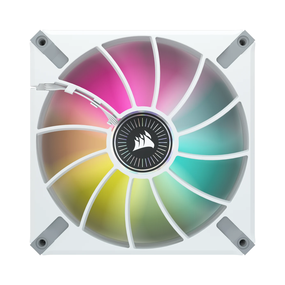 CORSAIR iCUE ML140 RGB ELITE Premium 140mm PWM Magnetic Levitation Fan Dual Fan Kit with iCUE Lighting Node Core - White