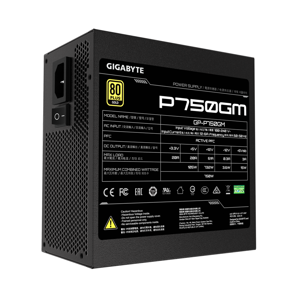 GIGABYTE GP750GM GOLD 750W Fully Modular Power Supply - Black