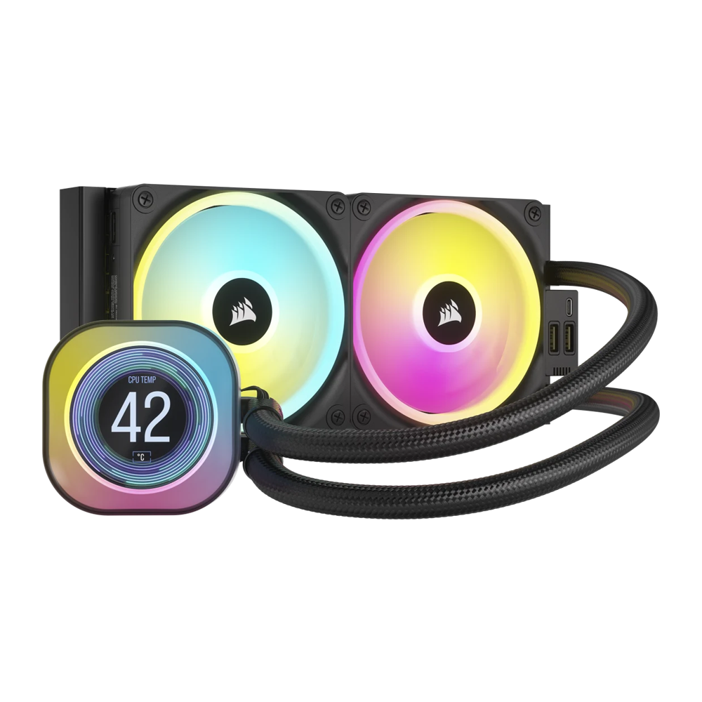 CORSAIR iCUE LINK H100i LCD Liquid CPU Cooler - Black