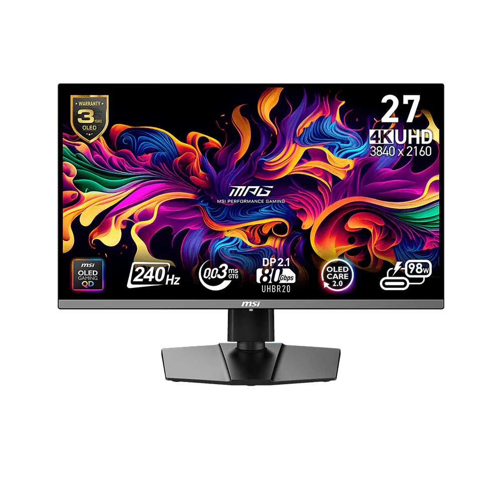 MSI MPG 272URX 27 Inch 240Hz 4K UHD HDMI 2.1 0.03ms QD OLED Gaming Monitor - Black