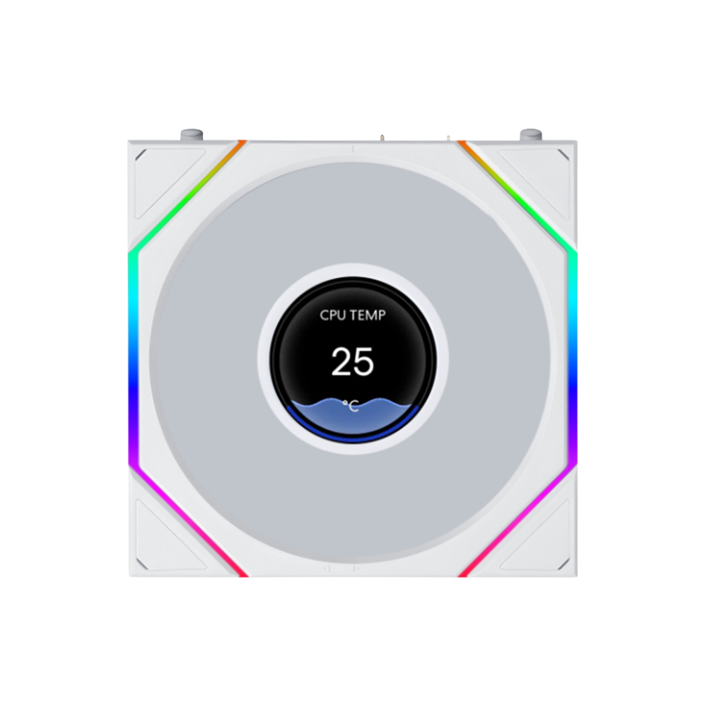 LIAN LI UNI FAN TL Flex Reverse Blade Wireless ARGB With 1.8'' LCD Screen Case Fan - White