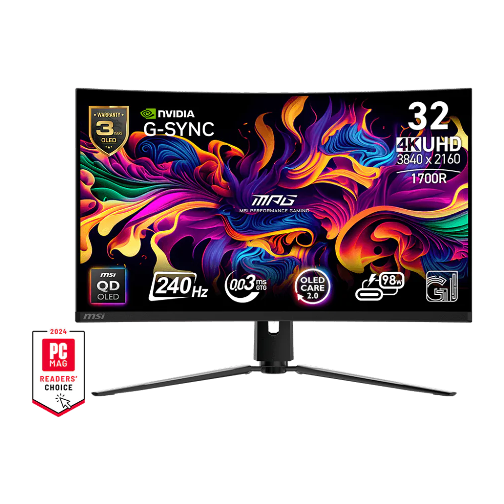 MSI MPG 321CURX 32 Inch 240Hz 4K UHD HDMI 2.1 0.03ms QD OLED Curved Gaming Monitor - Black