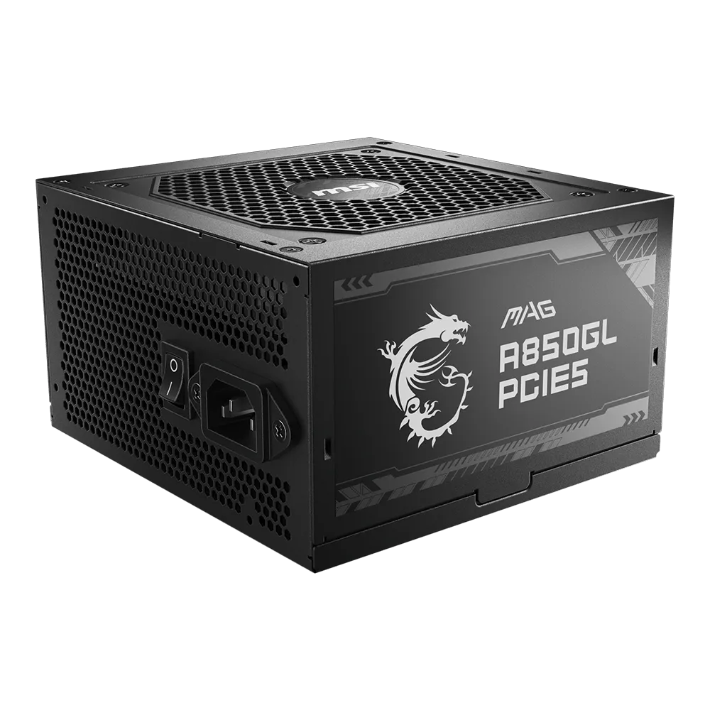 MSI MAG A850GL 850W PCIE 5V Full Modular 80 Plus Gold ATX3.0 Power Supply - Black