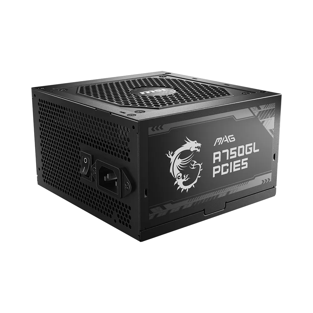 MSI MAG A750GL 750W Full Modular PCIE 5.1 ATX 3.1 80 Plus Gold Power Supply - Black