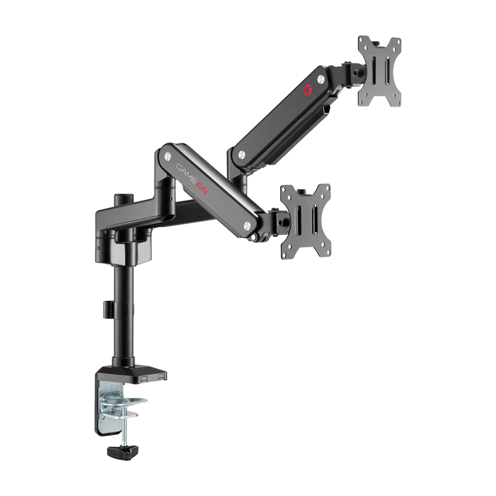 GAMEON Pole Mounted Gas Spring Dual Monitor Arm