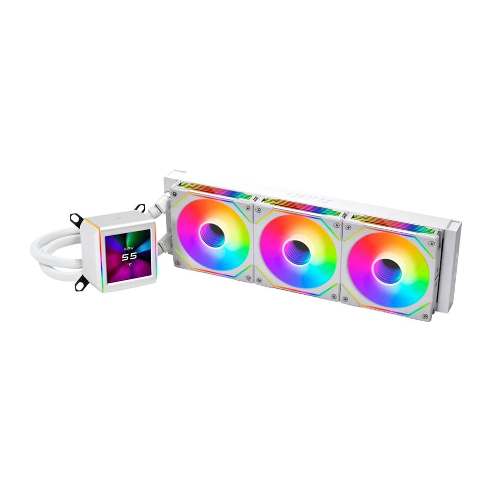 LIAN LI Galahad II LCD SL-INF 360MM ARGB CPU Liquid Cooler – White