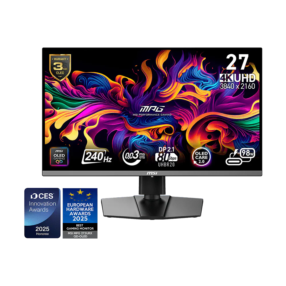 MSI MPG 272URX 27 Inch 240Hz 4K UHD HDMI 2.1 0.03ms QD OLED Gaming Monitor - Black