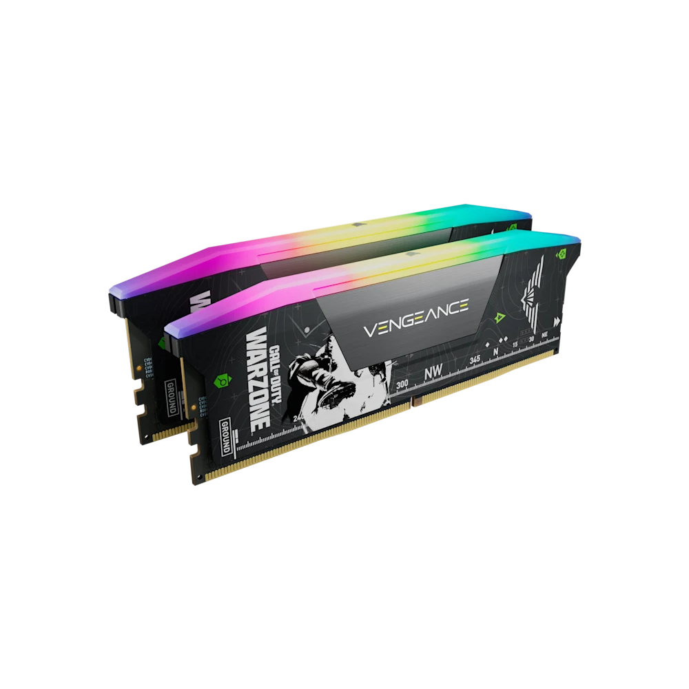 CORSAIR VENGEANCE RGB 32GB (2x16GB) DDR5 DRAM 6400MT/s CL32 AMD EXPO & Intel XMP Memory Kit Call of Duty Warzone Edition - Grey