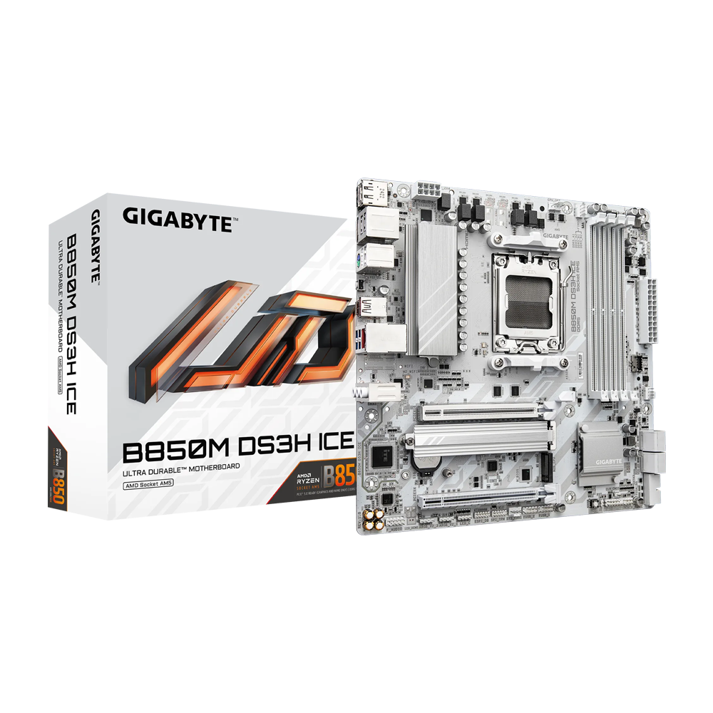 GIGABYTE B850M DS3H ICE DDR5 Motherboard - White