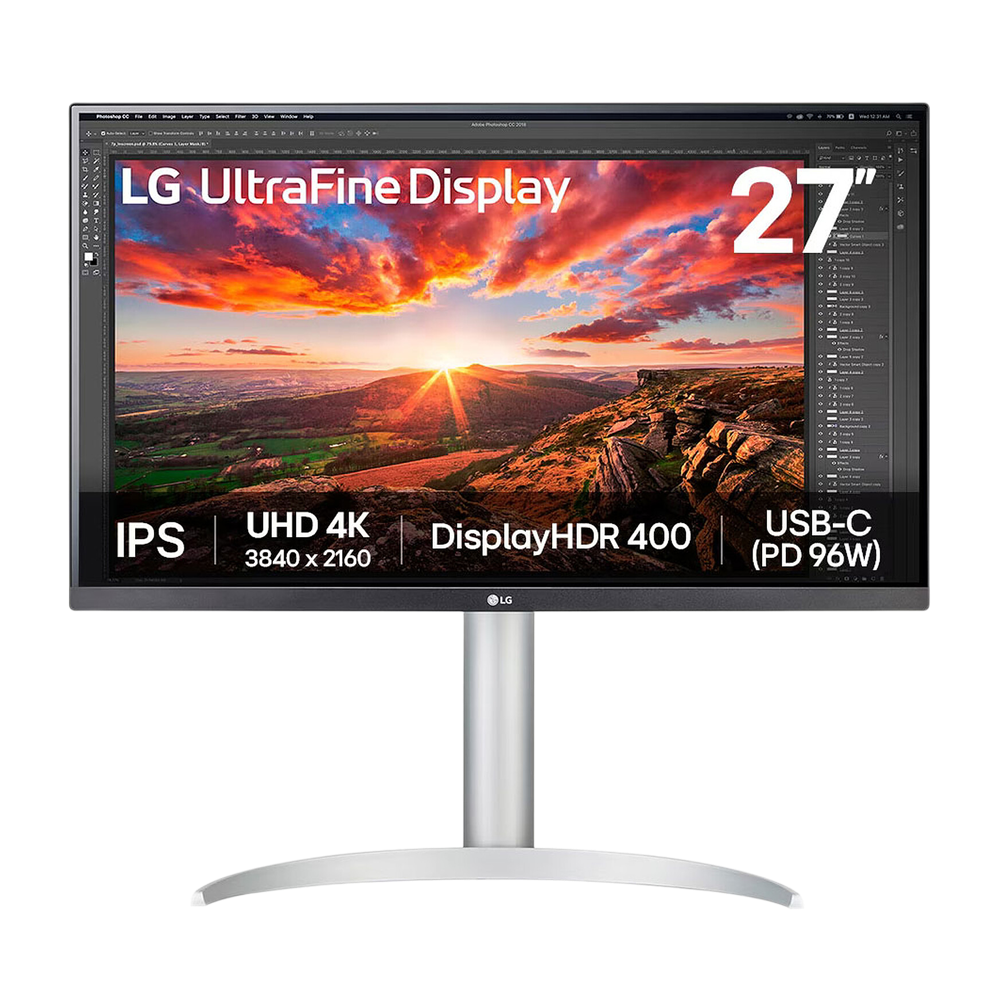 LG 27 Inch 60 Hz 4K UHD UltraFine 5ms IPS Monitor With VESA DisplayHDR 400 and USB Type-C - White