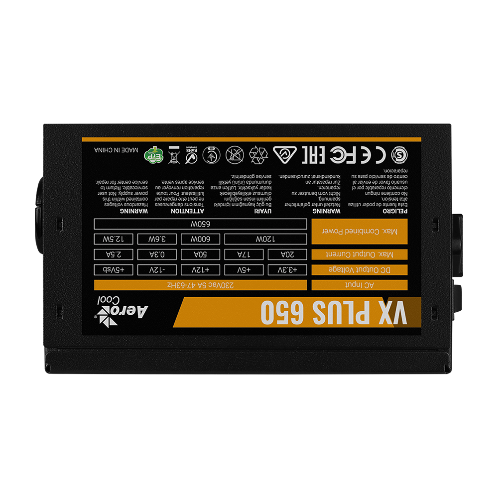 AEROCOOL VX PLUS 650W Power Supply - Black