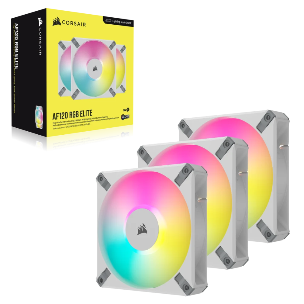CORSAIR iCUE AF120 RGB ELITE 120mm PWM Triple Fan Kit - White