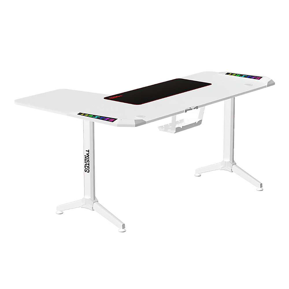 Twisted Minds Corner Gaming Desk RGB Right White