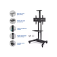 Gamvity Trolley With Wheels Adjustable Height Mobile Tv Mount Stand Height Adjustable Lcd Screen Floor Stand Carts With Dvd Shelf (32-70inch)