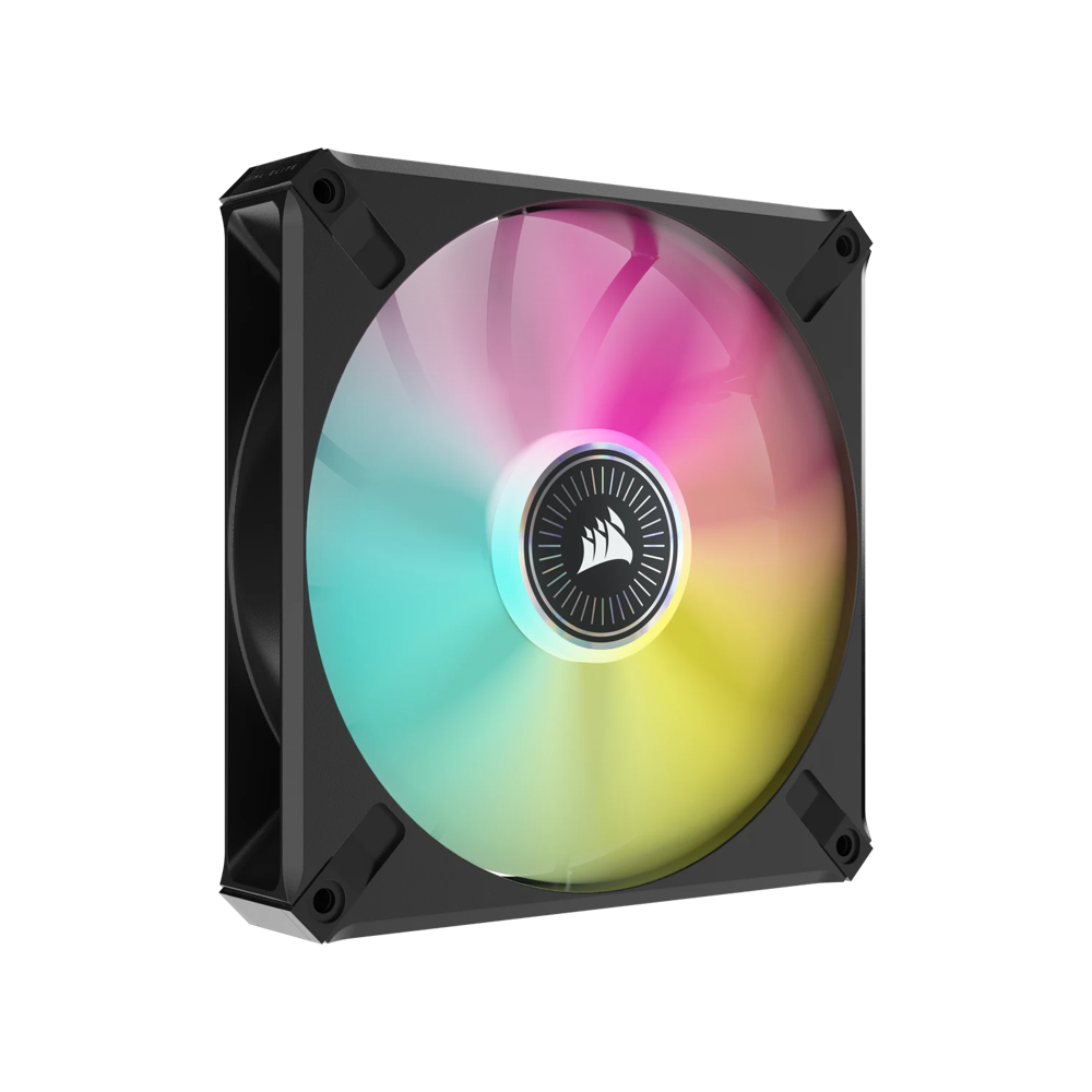 CORSAIR iCUE ML140 RGB ELITE Premium 140mm PWM Magnetic Levitation Fan Dual Fan Kit With iCUE Lighting Node Core - Black