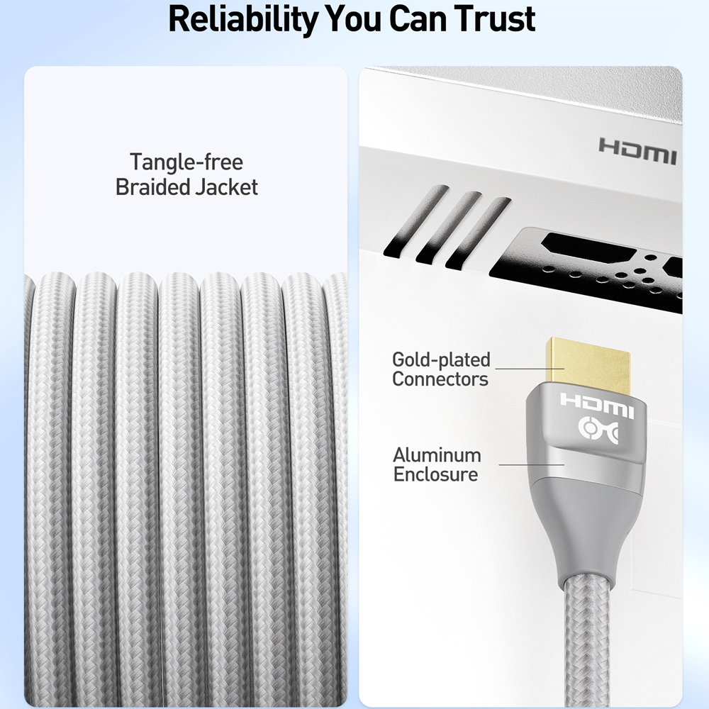 Cable Matters Premium Braided 48Gbps 8K HDMI Cable - 2 Meters - Grey