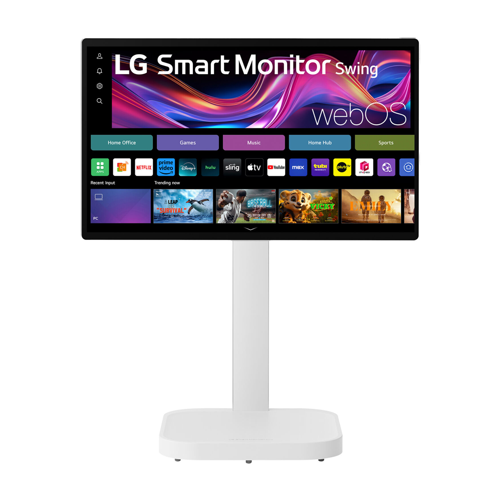 LG 32 Inch 60 Hz 4K UHD IPS Touchscreen Smart Monitor Swing with Rolling Stand - White
