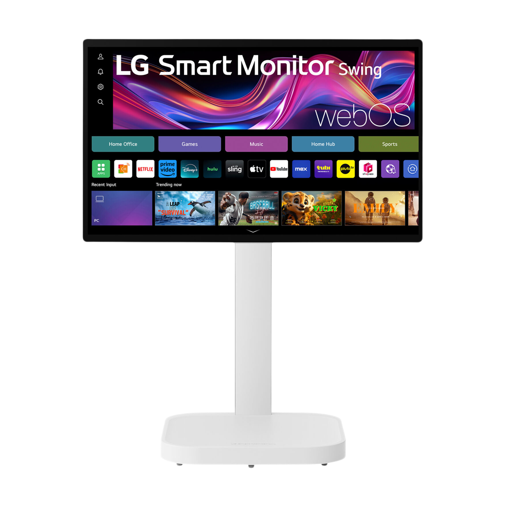 LG 32 Inch 60 Hz 4K UHD IPS Touchscreen Smart Monitor Swing with Rolling Stand - White