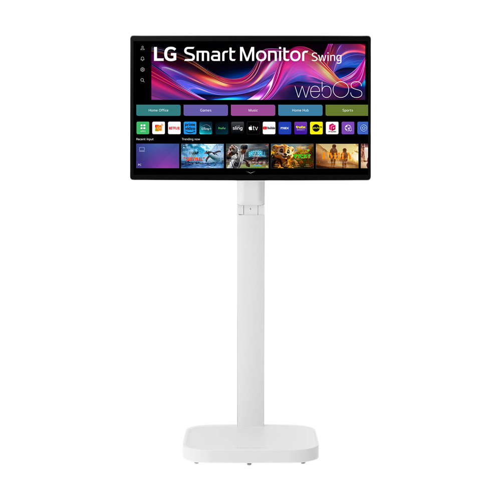 LG 32 Inch 60 Hz 4K UHD IPS Touchscreen Smart Monitor Swing with Rolling Stand - White