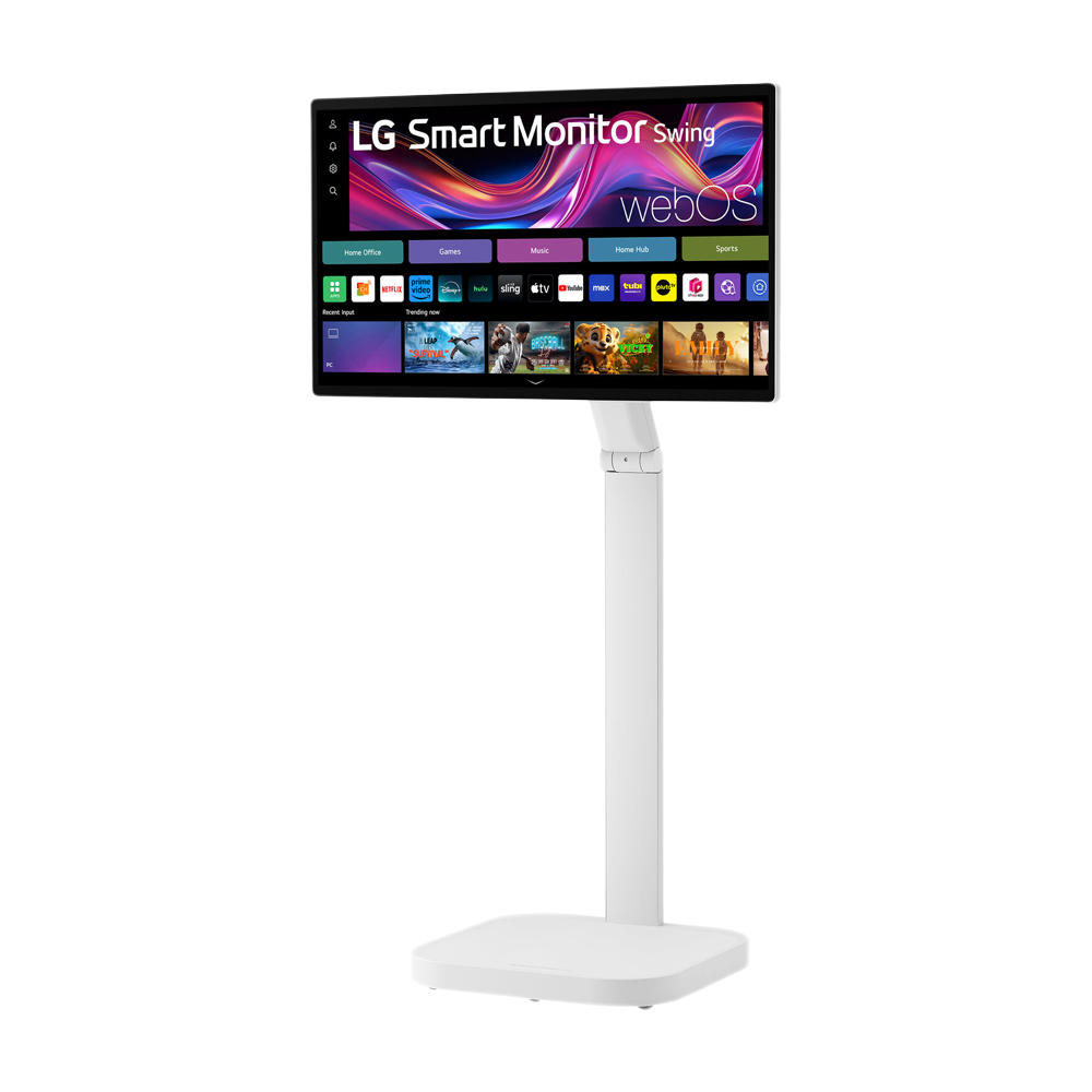LG 32 Inch 60 Hz 4K UHD IPS Touchscreen Smart Monitor Swing with Rolling Stand - White